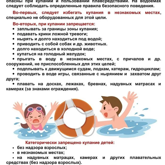Памятки безопасного поведения на водных объектах